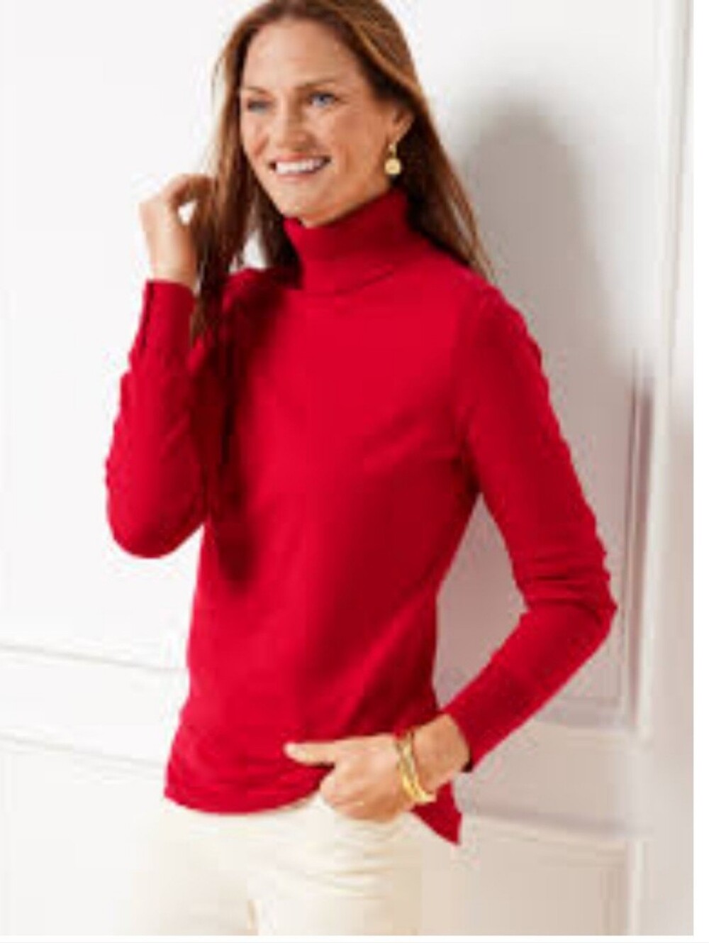 NWT $70 Talbots Perfect Turtleneck Red Classic Sweater Modal Cotton Nylon XL